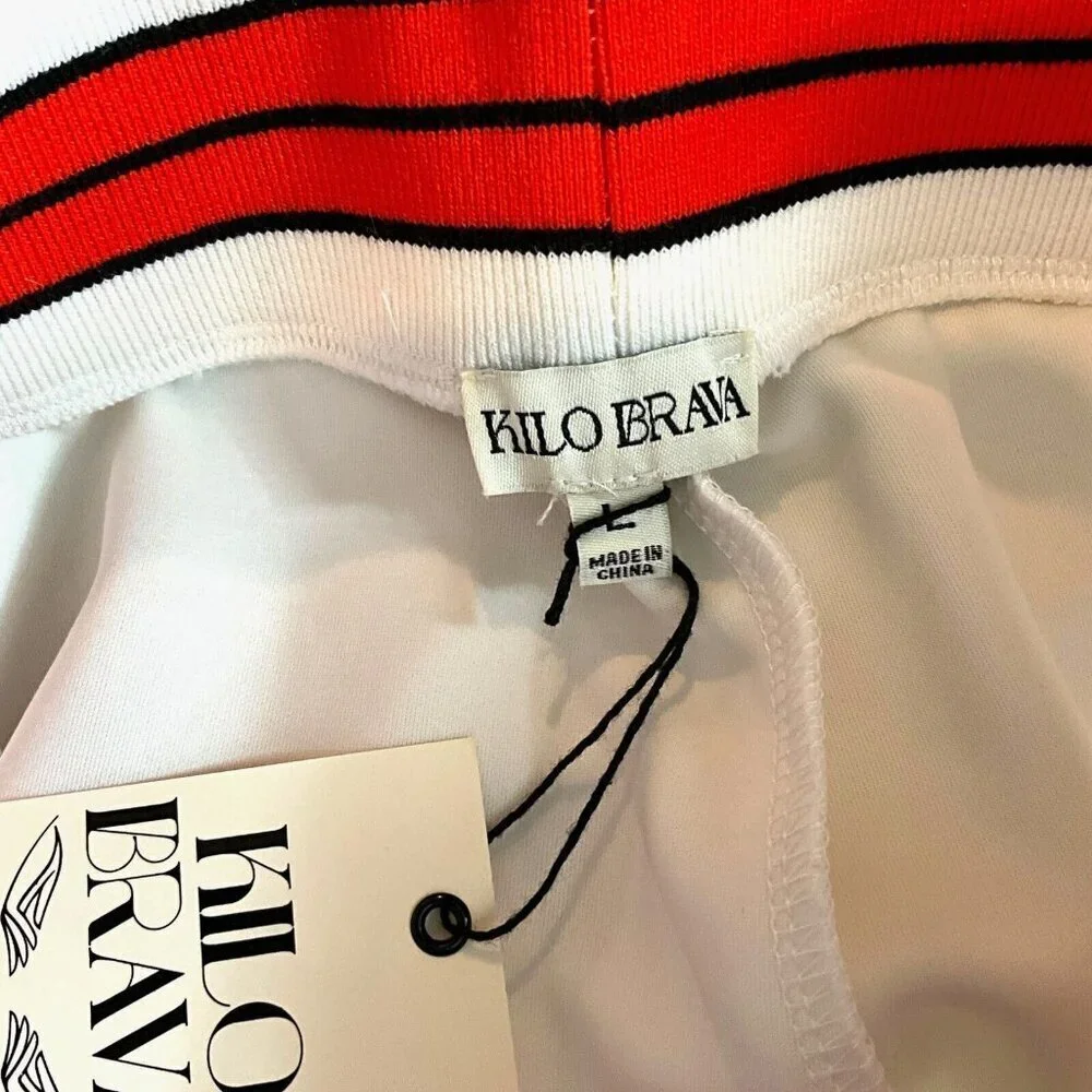 NWT Kilo Brava Size L Track Pants Lounge White Red Striped Waist Casual Womens - Picture 8 of 11